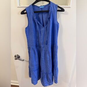 J. McLaughlin Linen Chambray Blue Sleeveless Midi Dress Size XS